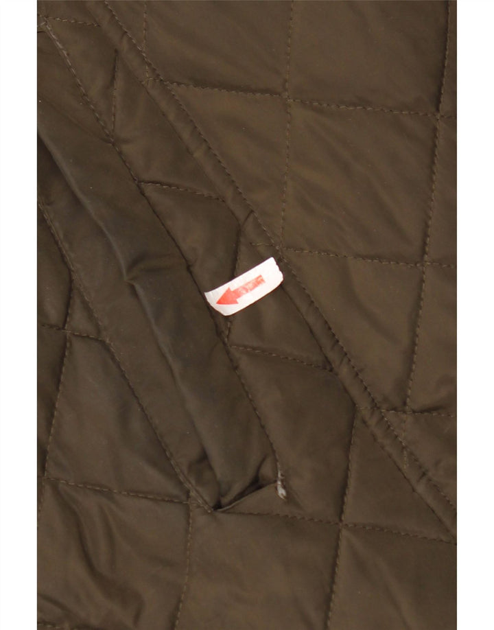 Sobretudo acolchoado com capuz feminino Dkny UK 16 grande poliéster cáqui