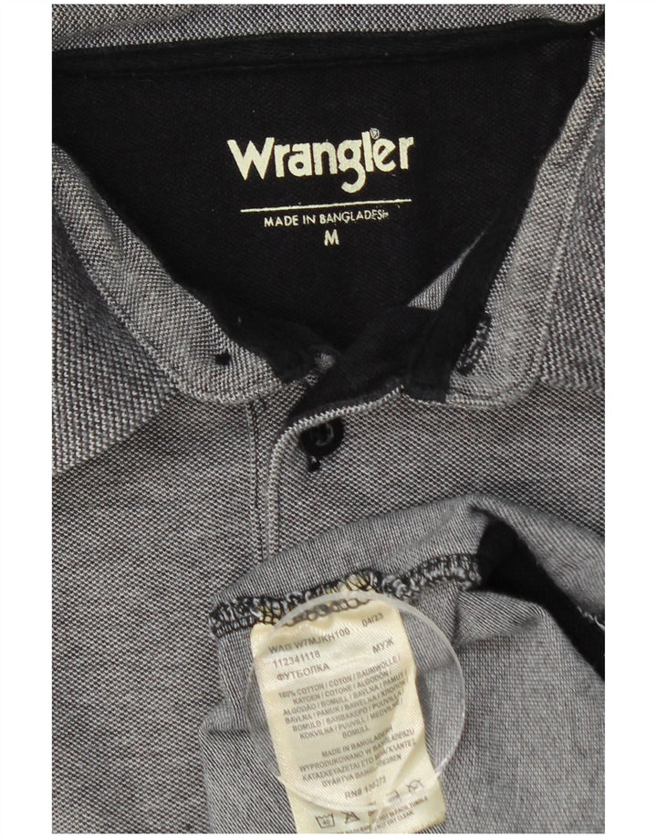 Camisa polo masculina de manga comprida WRANGLER algodão cinza médio