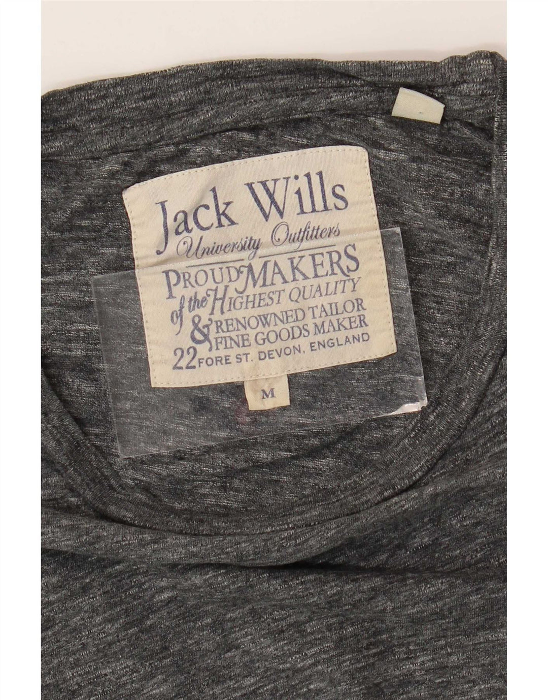 Camiseta masculina Jack Wills Top algodão manchado cinza médio