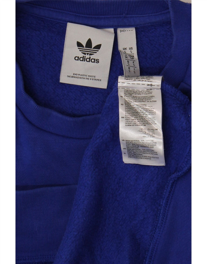 Adidas Mens Moletom Jumper Pequeno Algodão Azul