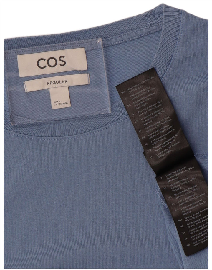Camiseta masculina regular COS grande algodão azul