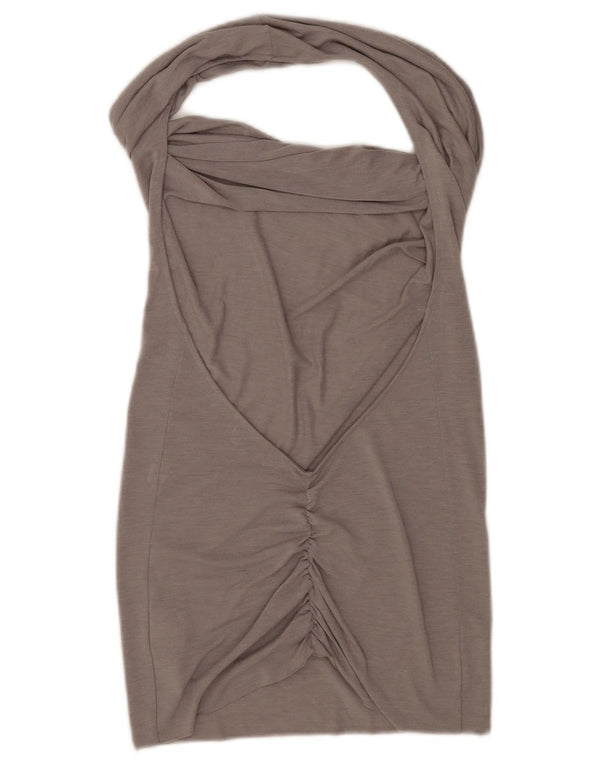 Vestido frente única feminino Benetton UK 8 pequeno viscose cinza