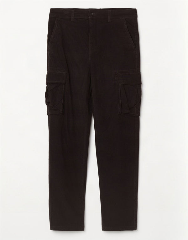 Calça masculina vintage confortável ajuste cargo veludo IT 48 médio W33 L28 preta