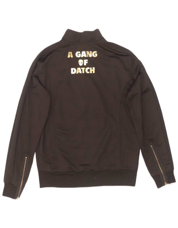 Datch Mens Graphic Tracksuit Top Jaqueta Grande Poliéster Preto