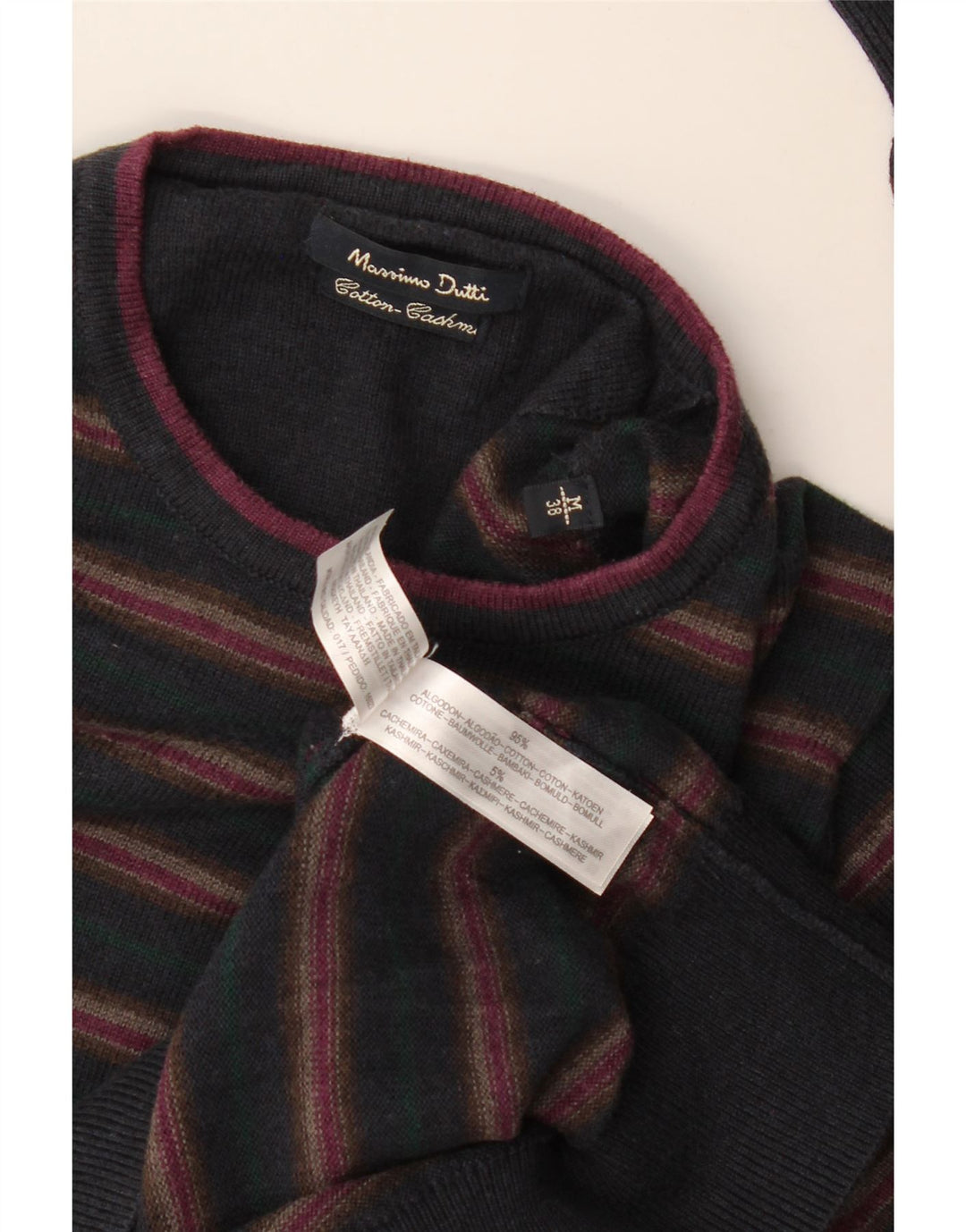 Suéter masculino Massimo Dutti com gola redonda EU 38 médio azul marinho listrado