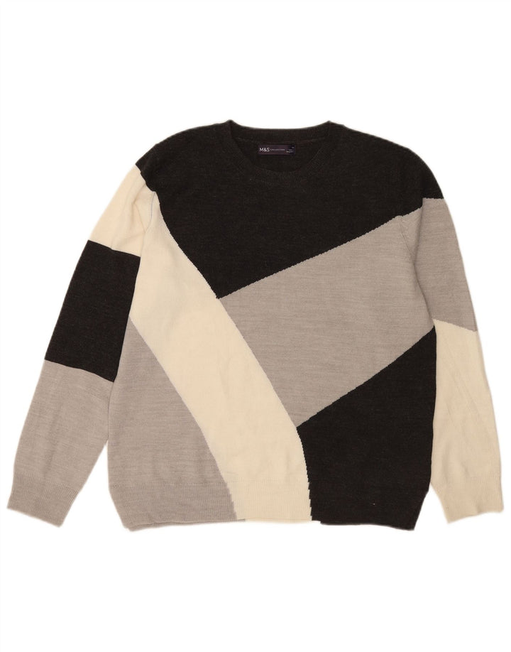 Suéter feminino Marks & Spencer com gola redonda Reino Unido 14 grande multicolorido