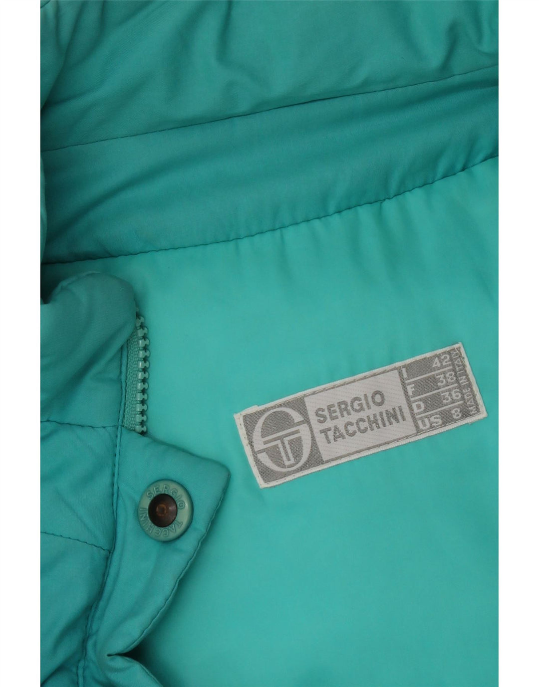 Jaqueta acolchoada feminina Sergio Tacchini com ajuste solto IT 42 médio turquesa
