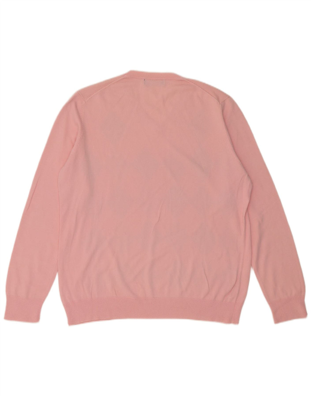 Zara Suéter masculino com decote em V grande rosa Argyle/algodão diamante
