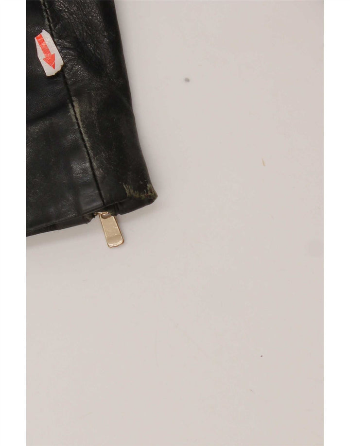 Jaqueta feminina de couro Mango UK 10 pequena preta