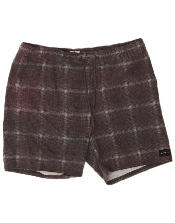 Shorts de banho masculino Rip Curl poliéster xadrez cinza médio