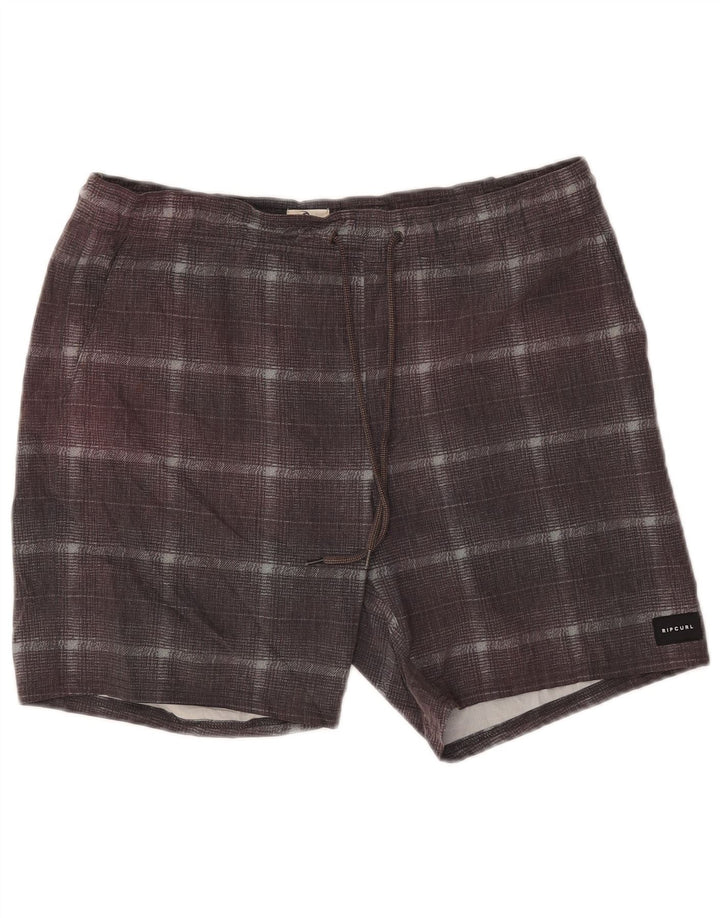 Shorts de banho masculino Rip Curl poliéster xadrez cinza médio