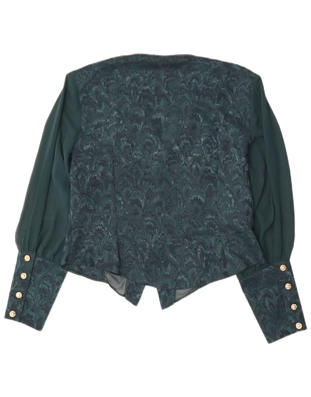 Blusa feminina VINTAGE UK 18 XL verde floral poliéster