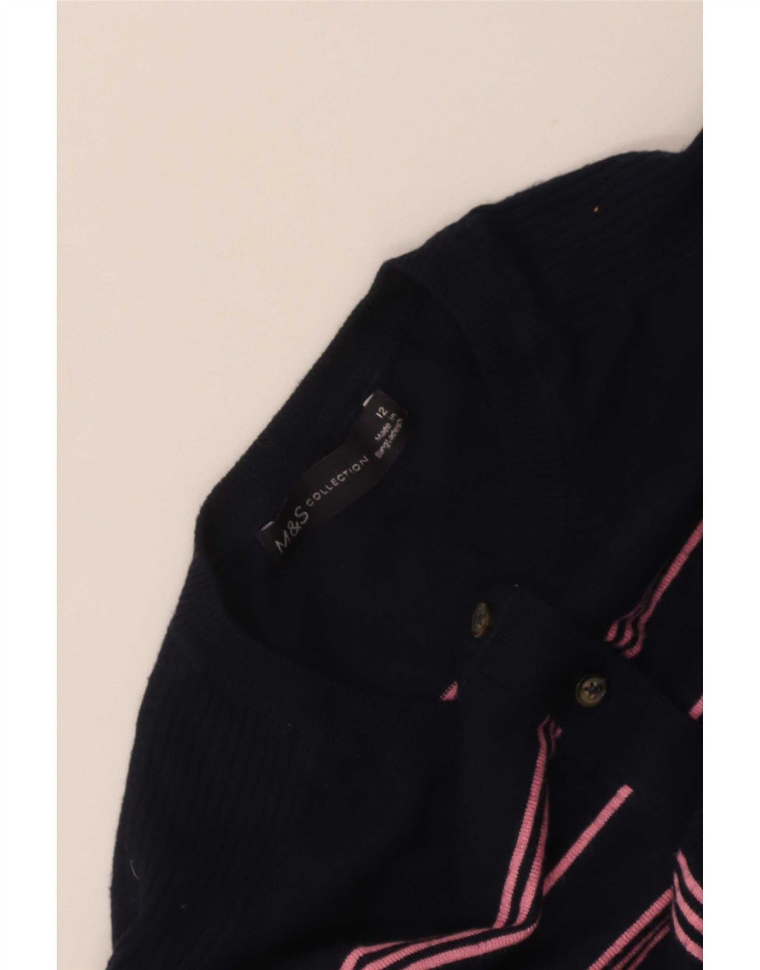 Suéter cardigã feminino Marks & Spencer UK 12 listrado azul marinho médio