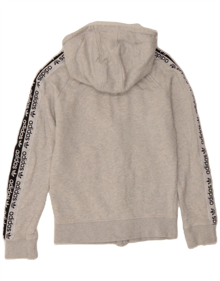 ADIDAS Womens Graphic Zip Hoodie Sweater UK 8 Small Grey Colourblock Vintage Adidas and Second-Hand Adidas from Messina Hembry 