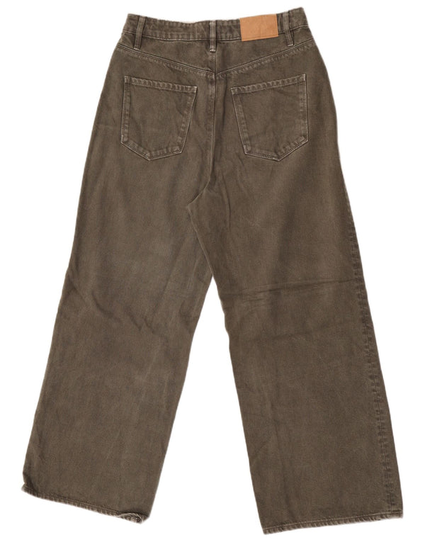 Zara Jeans feminino de perna larga UE 38 pequeno W28 L26 cáqui