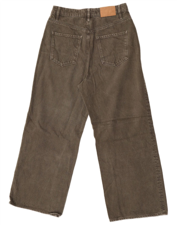 Zara Jeans feminino de perna larga UE 38 pequeno W28 L26 cáqui