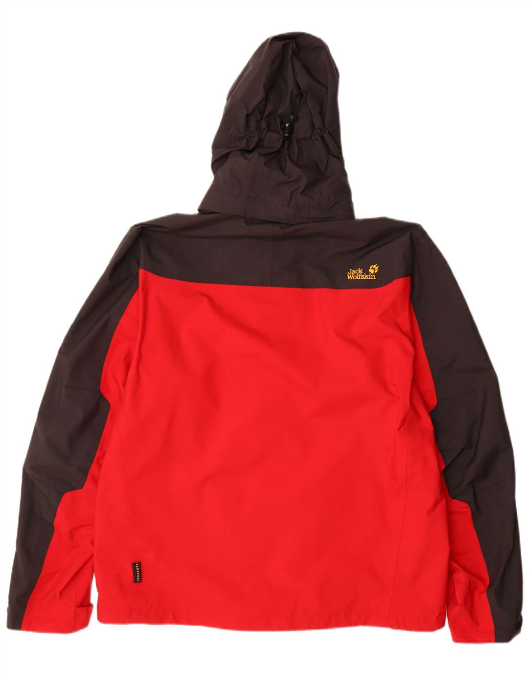 Jaqueta de chuva masculina JACK WOLFSKIN com capuz Reino Unido 40/42 grande bloco colorido vermelho