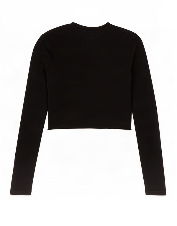 Zara Womens Crop Top Manga Longa Reino Unido 12 Médio Preto