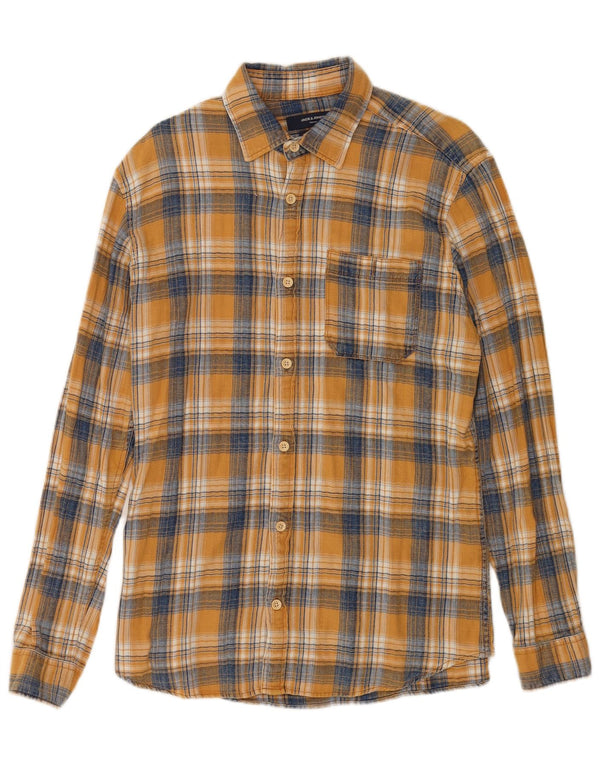 Camisa masculina de flanela Jack & Jones grande algodão xadrez amarelo