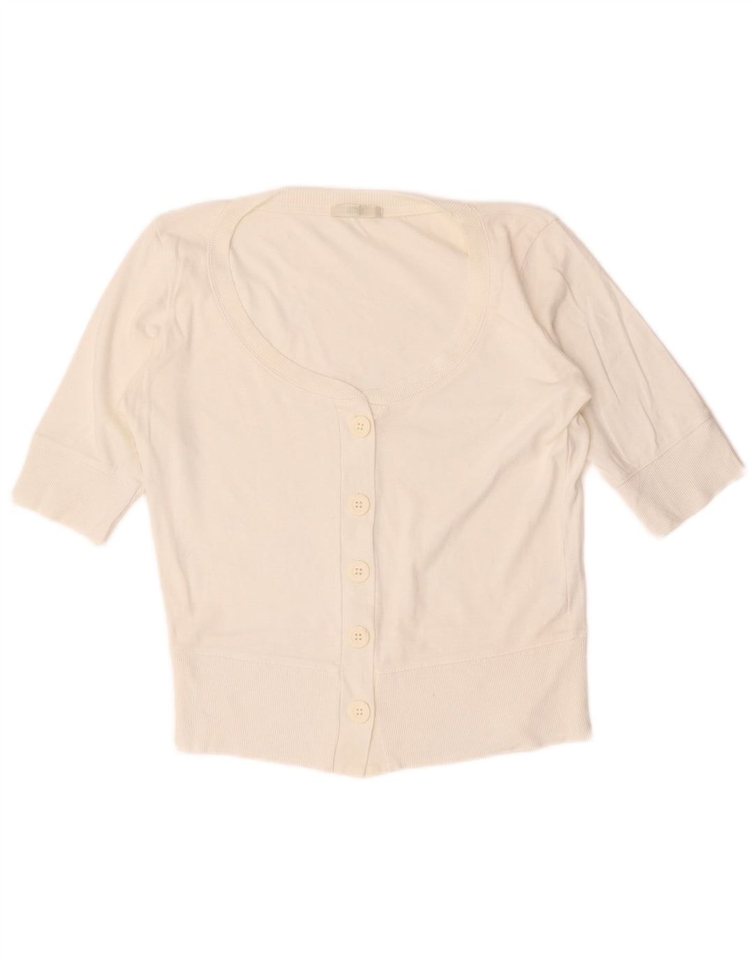 Suéter cardigã feminino de manga curta Marks & Spencer Reino Unido 12 médio branco