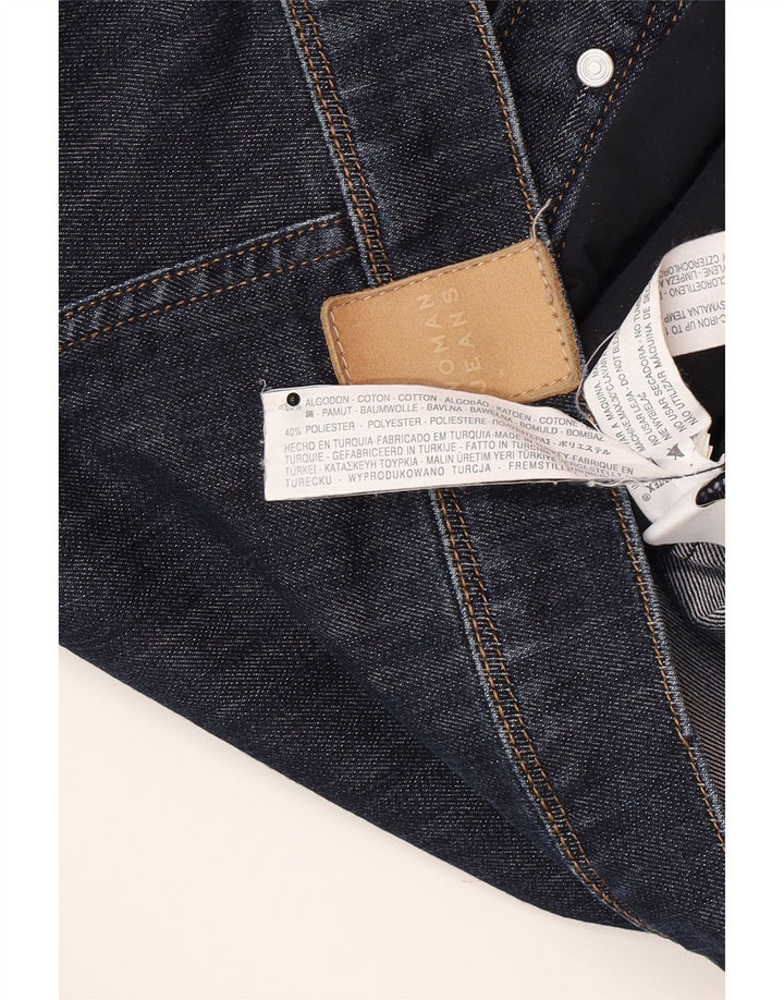 Jaqueta jeans feminina Zara UK 12 algodão azul marinho médio