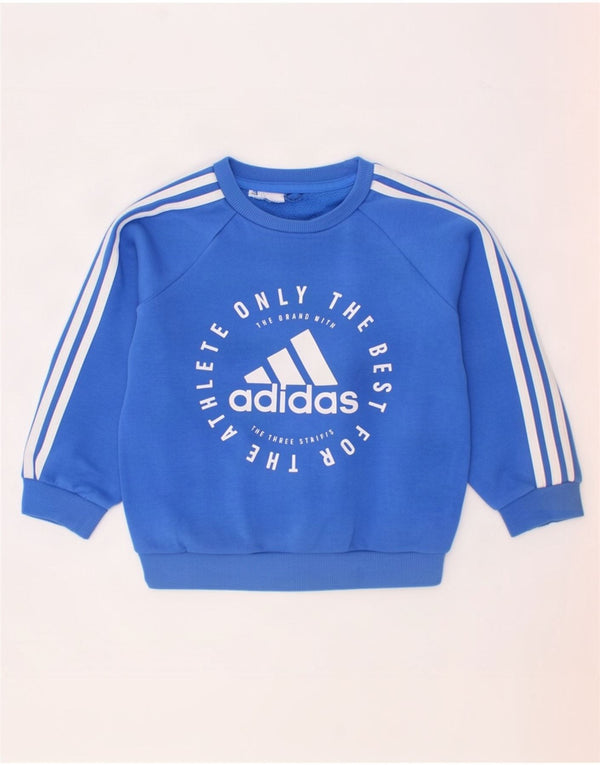 Adidas meninos moletom gráfico jumper 2-3 anos azul algodão