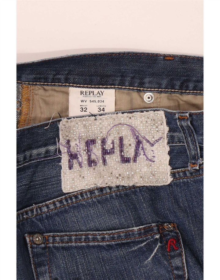Replay Jeans reto feminino W32 L34 azul algodão