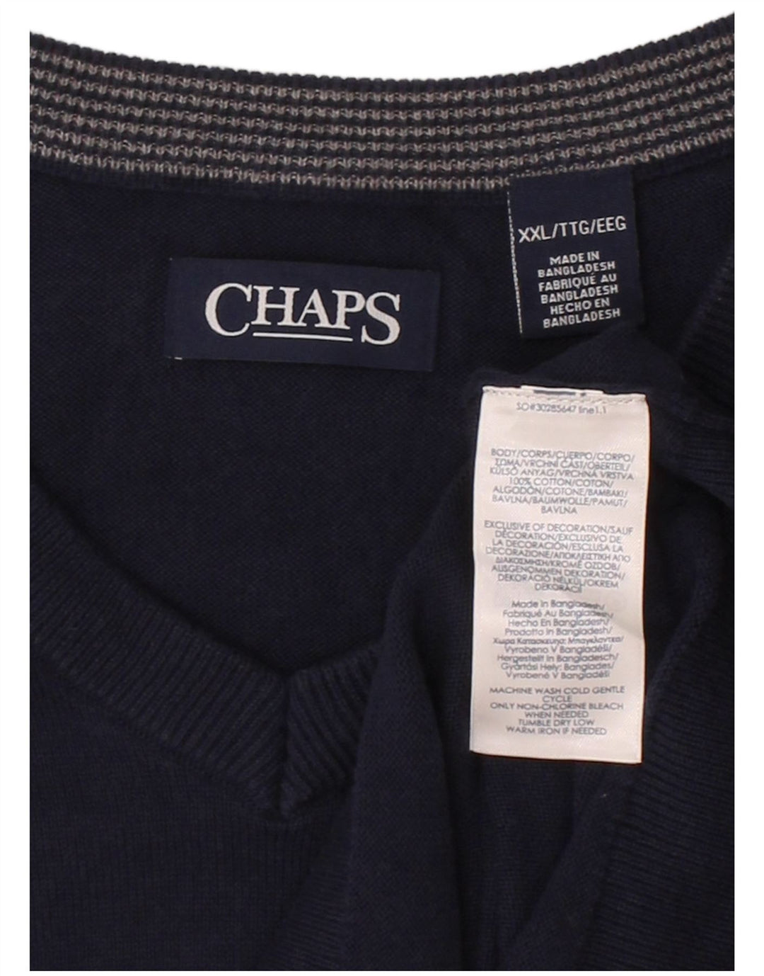 Regata masculina CHAPS colete 2XL algodão azul marinho