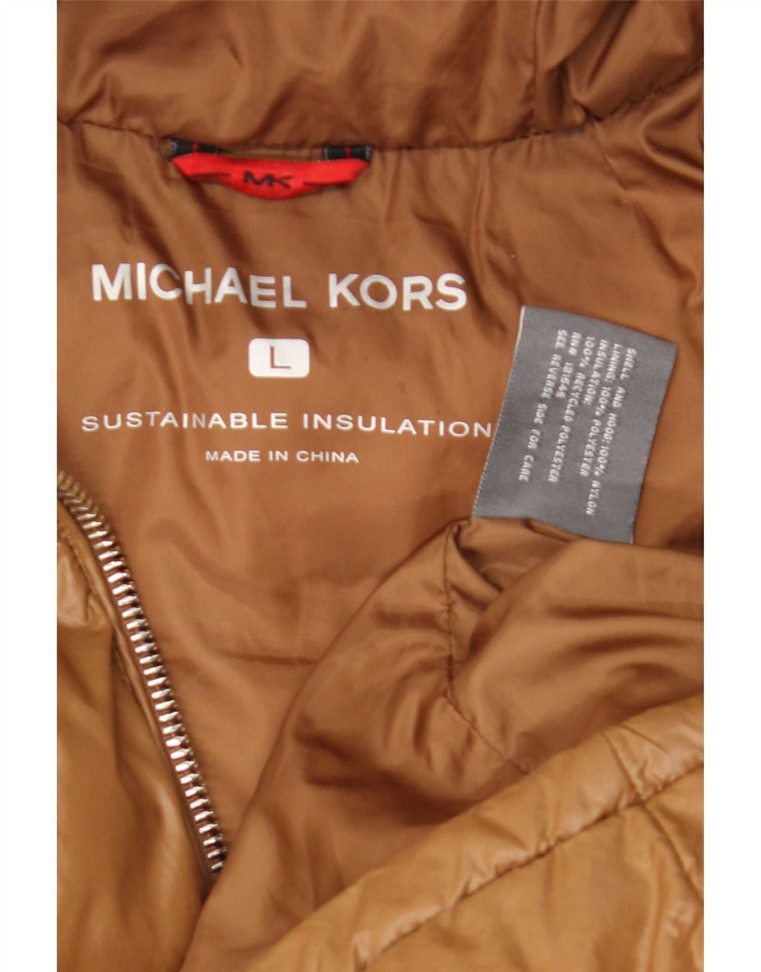 Jaqueta masculina acolchoada com capuz Michael Kors Reino Unido 40 grande poliéster marrom