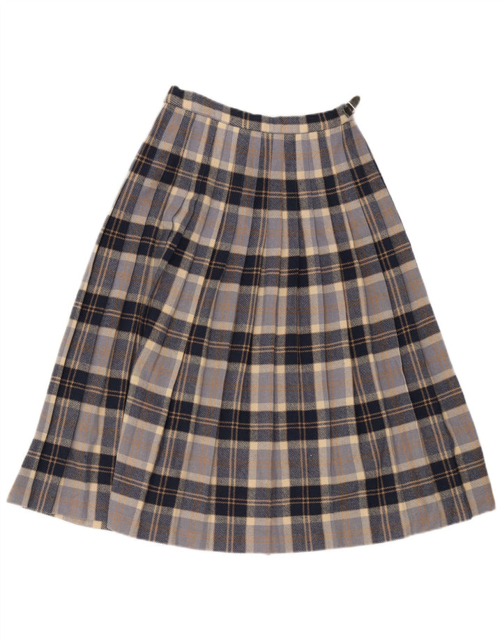 Saia feminina Highland EU 38 médio W28 lã xadrez azul marinho