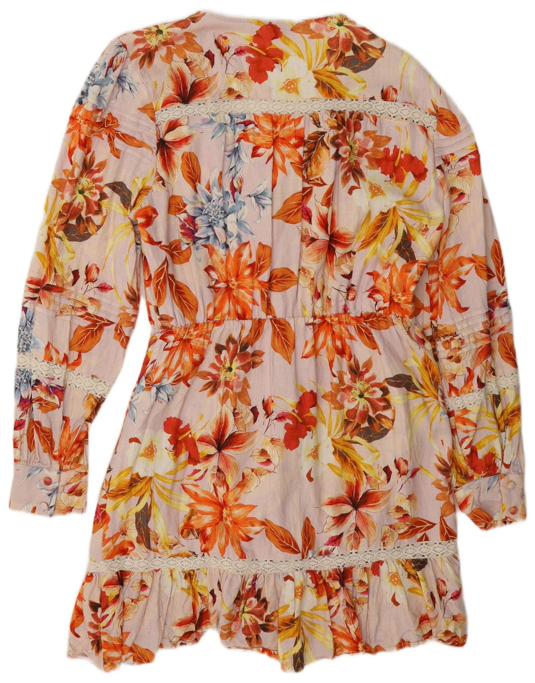 Vestido feminino Guess em camadas UK 12 viscose floral multicolorido médio