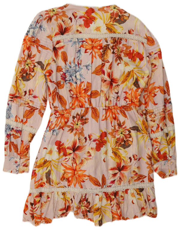 Vestido feminino Guess em camadas UK 12 viscose floral multicolorido médio