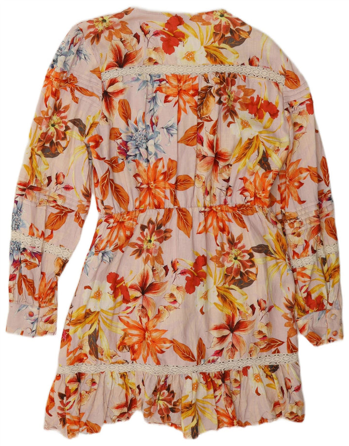 Vestido feminino Guess em camadas UK 12 viscose floral multicolorido médio