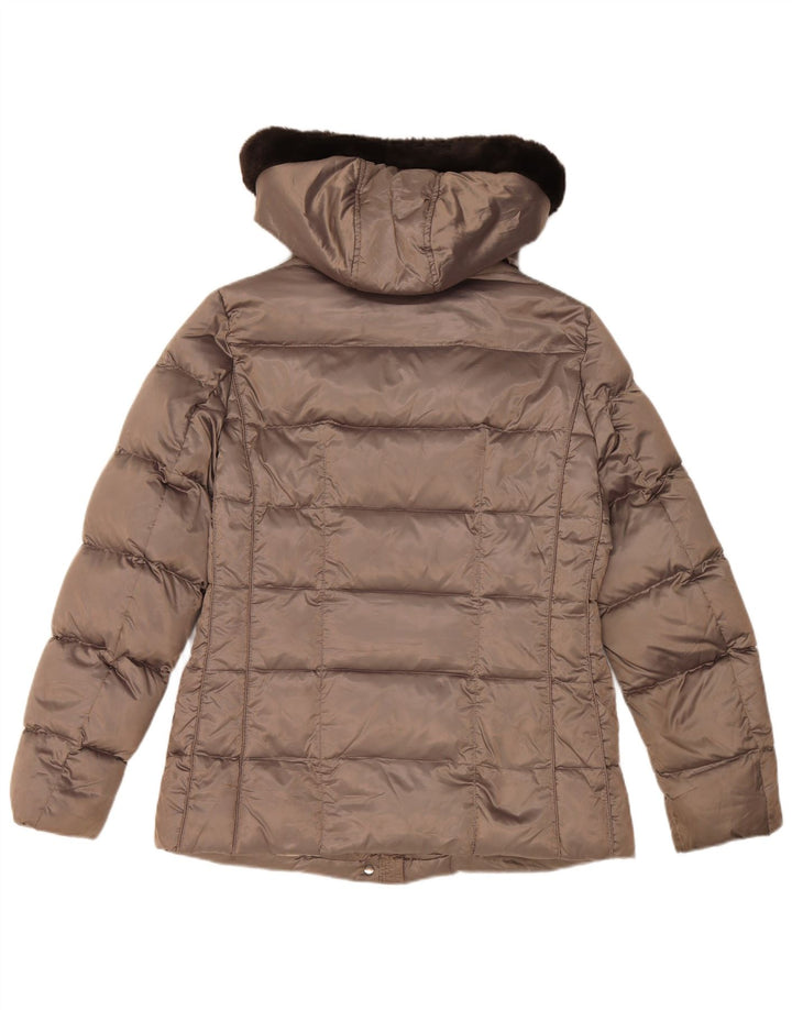 Jaqueta acolchoada com capuz Respira feminina Geox UK 12 poliéster cinza médio