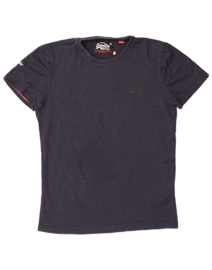 Camiseta masculina SUPERDRY Top médio algodão manchado azul marinho