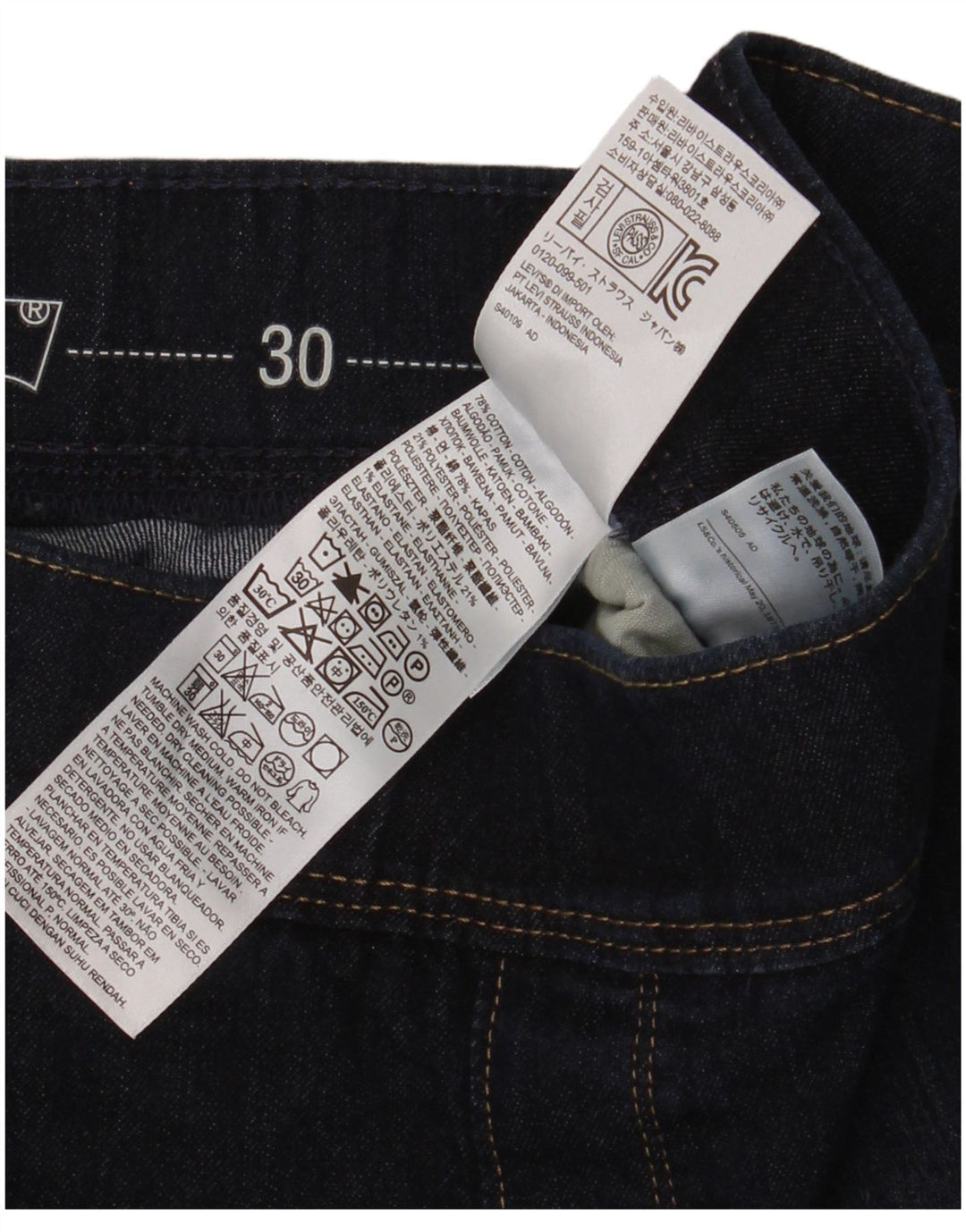 Calça jeans feminina Levi's W30 L30 azul marinho algodão