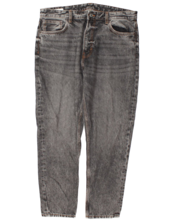 Zara Mens Tapered Jeans EU 46 XL W36 L30 Cinza Algodão