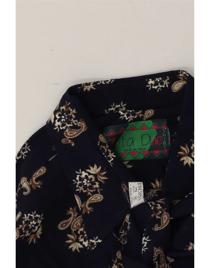 Camisa masculina vintage grande azul marinho viscose paisley
