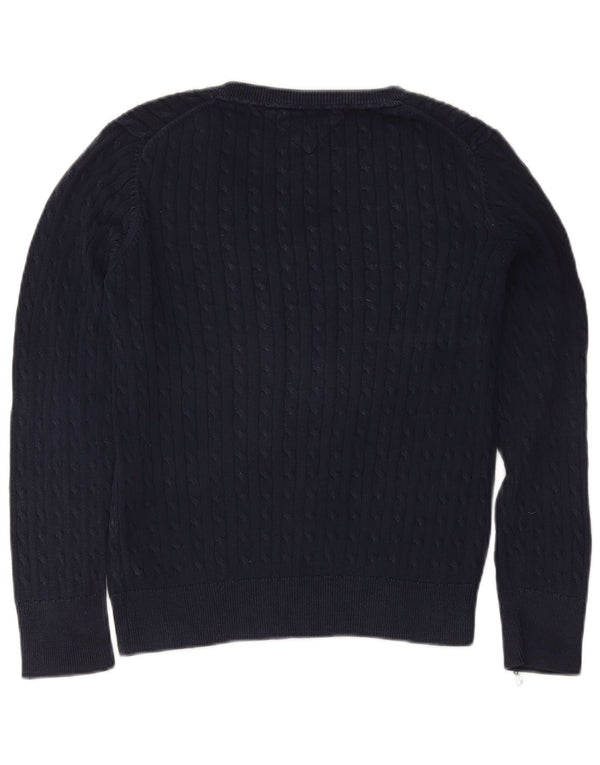 Tommy Hilfiger Suéter feminino com decote em V UK 18 XL Azul marinho