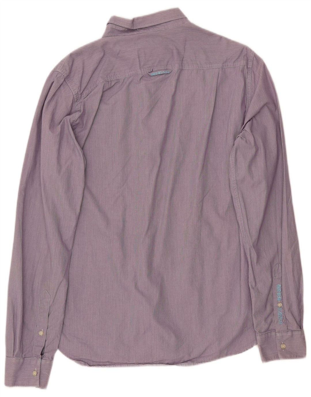 Camisa masculina SUPERDRY grande listrada roxa de algodão