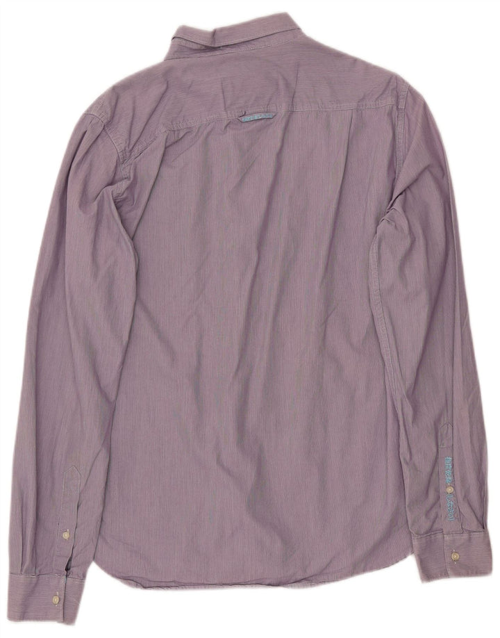 Camisa masculina SUPERDRY grande listrada roxa de algodão