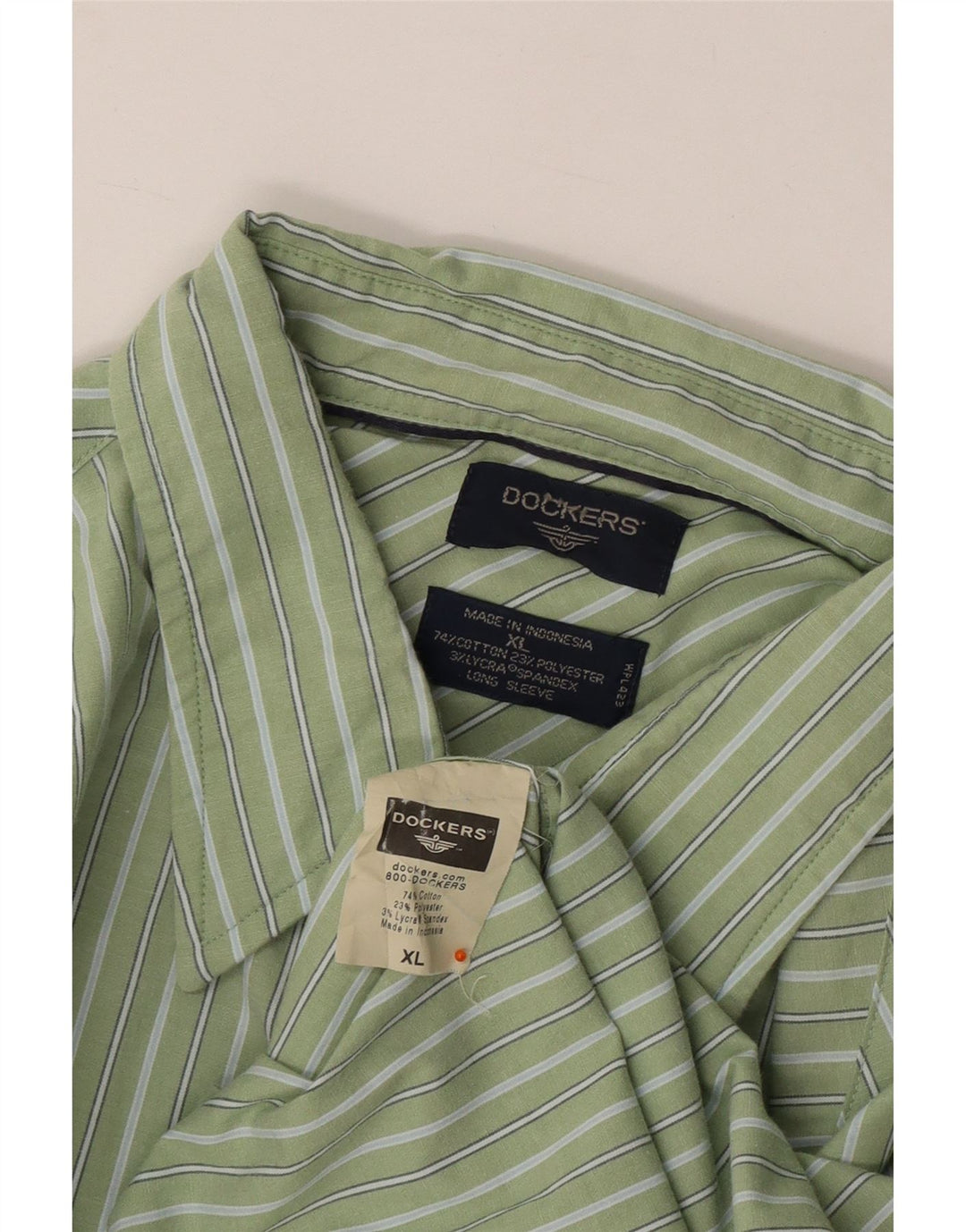 Camisa masculina DOCKERS XL listrada verde algodão