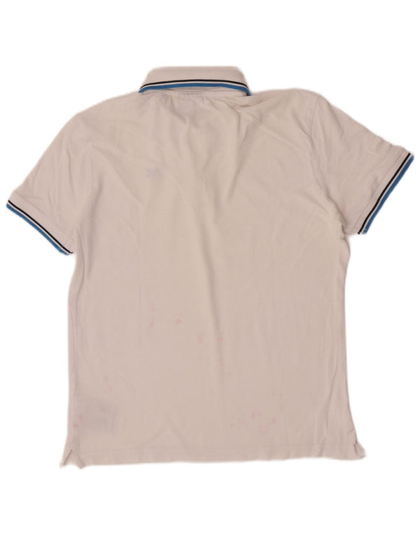 Camisa polo masculina Diadora médio algodão listrado branco