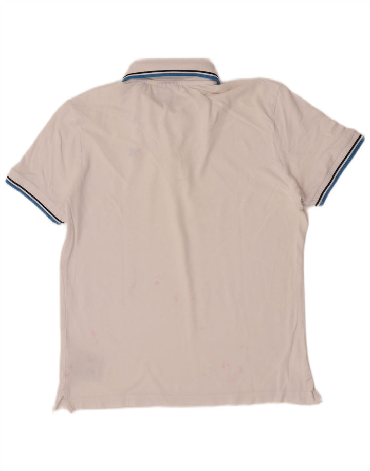 Camisa polo masculina Diadora médio algodão listrado branco