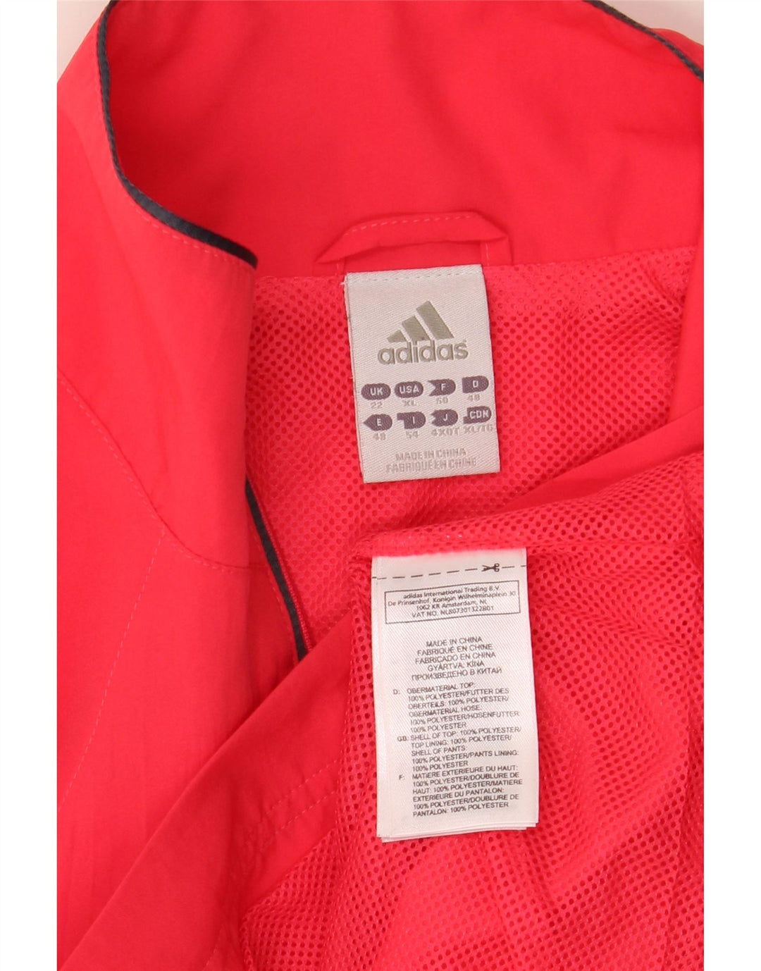 Adidas Womens Tracksuit Top Jacket UK 22 XL Vermelho Poliéster