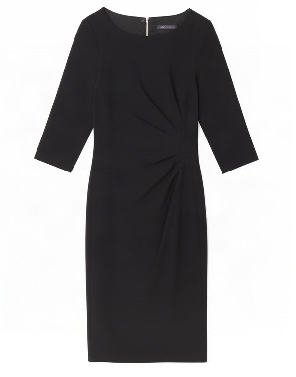 Vestido feminino Marks & Spencer manga 3/4 com bainha Reino Unido 8 pequeno azul marinho