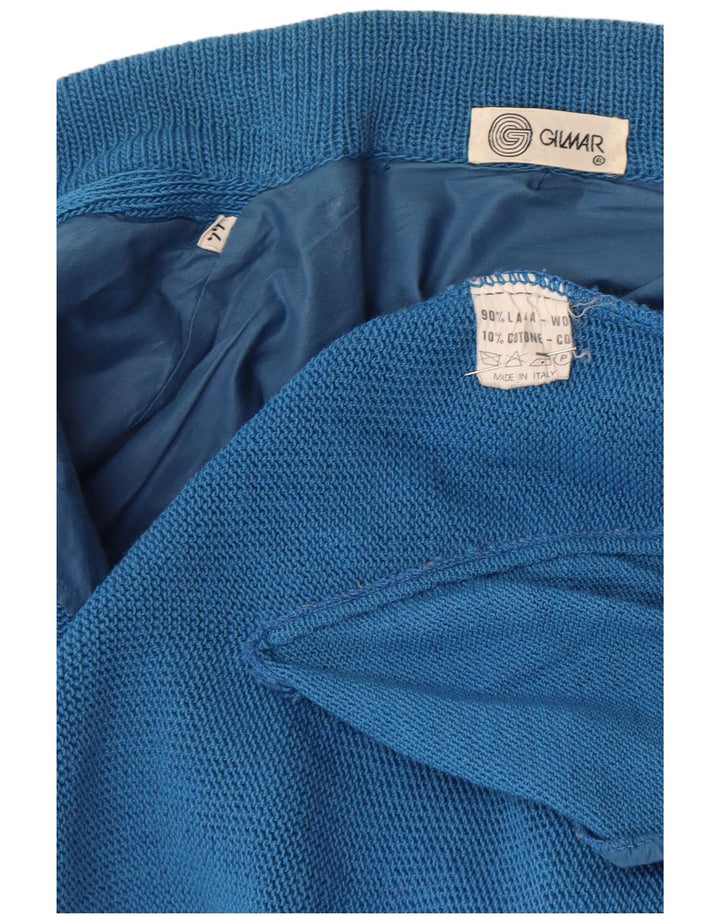 Suéter cardigã feminino vintage IT 44 lã azul médio
