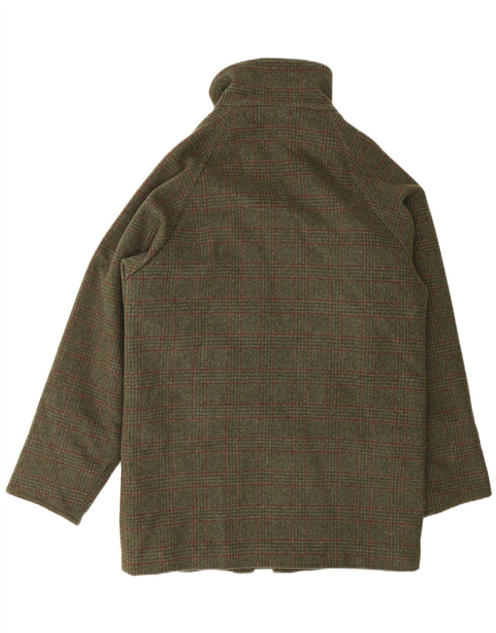 Jaqueta utilitária masculina Barbour UK 38 lã xadrez cáqui média
