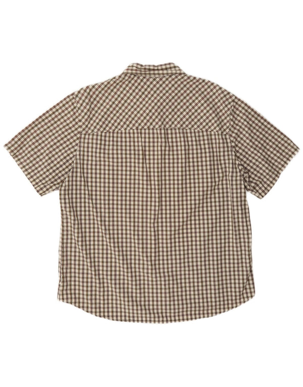 Camisa masculina de manga curta Regular Fit Jack Wolfskin Reino Unido 44/46 XL marrom xadrez