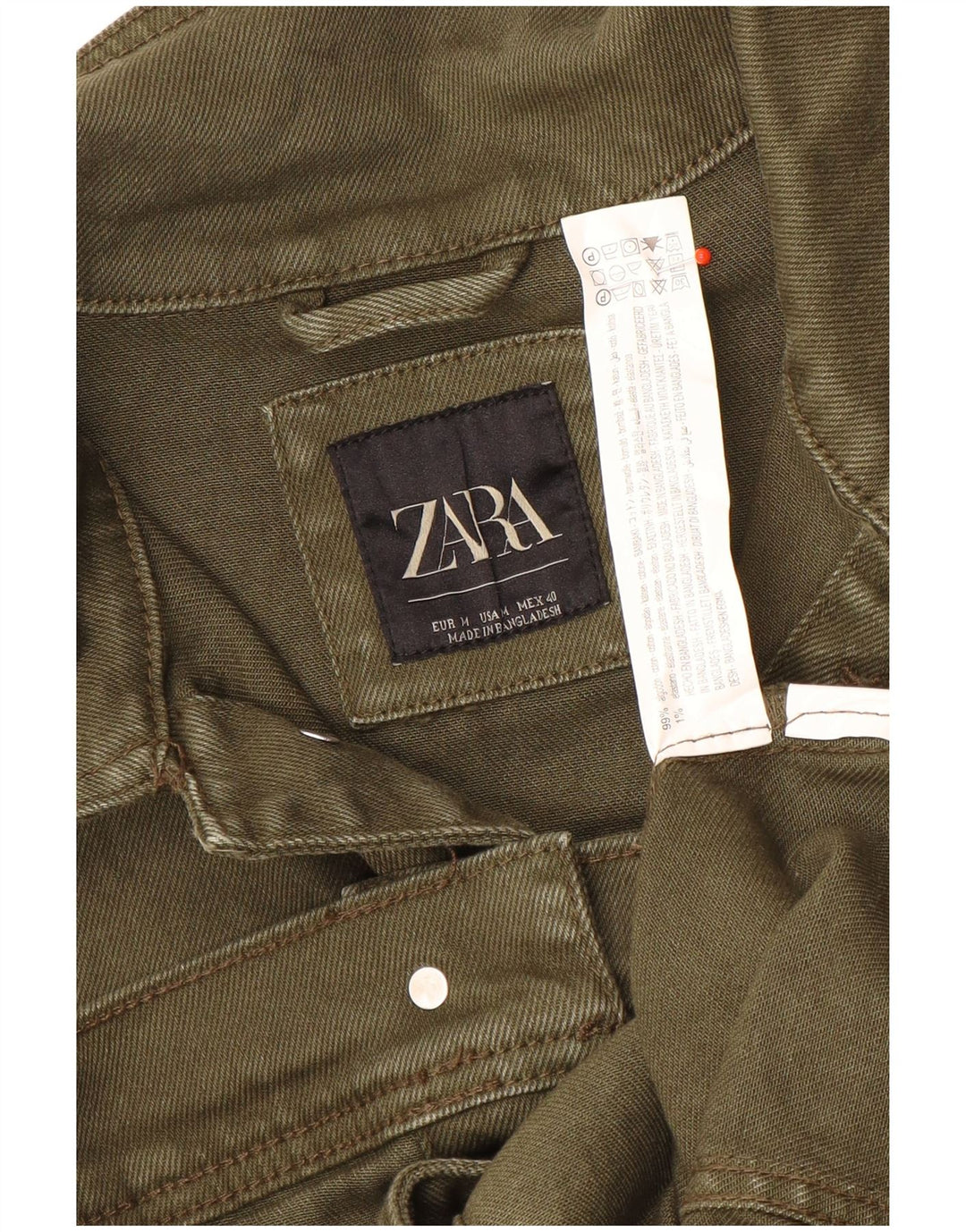 Jaqueta jeans masculina Zara UK 38 algodão verde médio